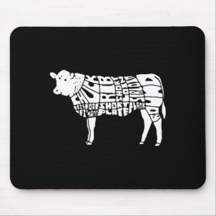 Funny bbq grilling shirts for men cow meat cuts mouse mat