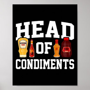 Funny Bbq Head Of Condiments Rbecue Gifts Grilling Poster