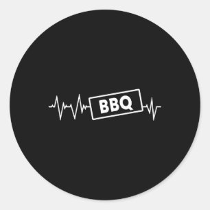 Funny Bbq Heartbeat Apparel Smoking Meat Lover Classic Round Sticker