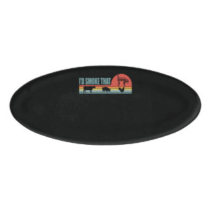 Funny BBQ Id Smoke That Barbeque Retro Name Tag