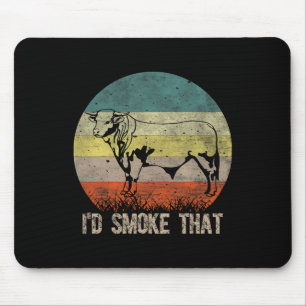 Funny Bbq I'd Smoke That Vintage Style Design With Mouse Mat
