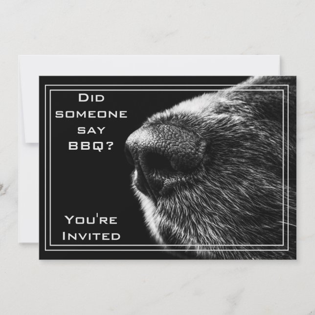 Funny BBQ invitation with Dog Nose (Front)