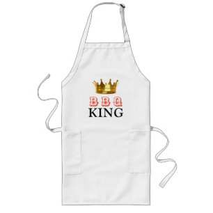 FUNNY BBQ KING GOLD CROWN MENS  LONG APRON