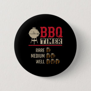 Funny Bbq Meat Cooking Timer Beer Grill Chef Rbecu 6 Cm Round Badge