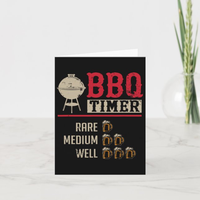 Funny Bbq Meat Cooking Timer Beer Grill Chef Rbecu Card (Front)