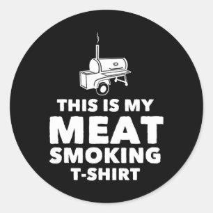 Funny Bbq Meat Smoking Design Classic Round Sticker