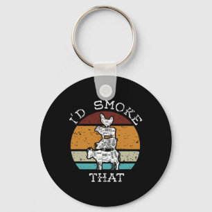 Funny Bbq Party Smoker I'd Smoke That For Dad Chef Key Ring