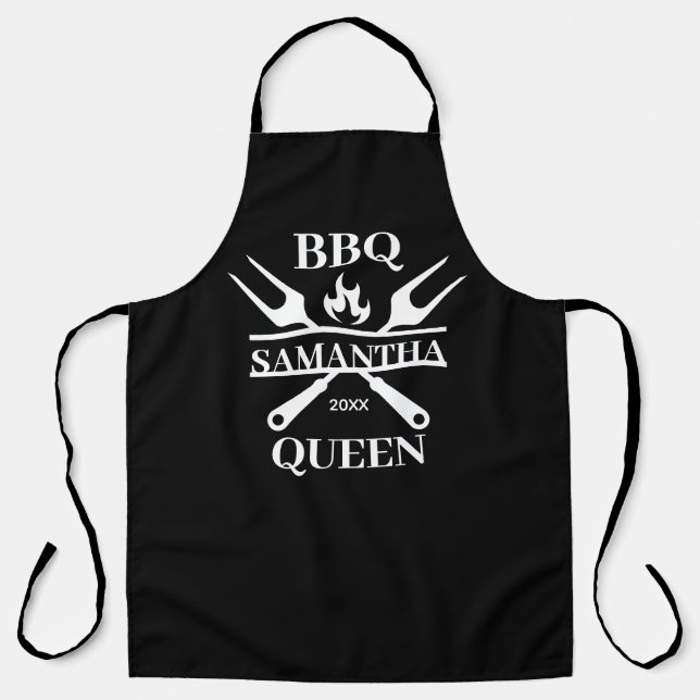 Funny BBQ Personalised Barbecue Queen Apron (Front)