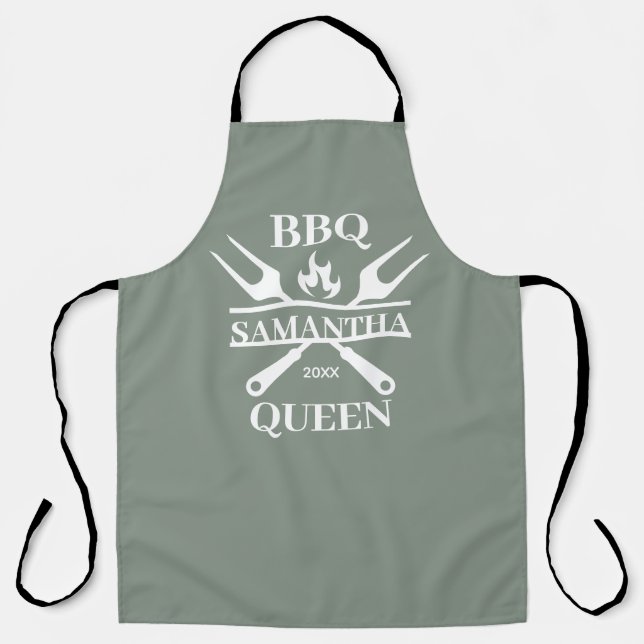 Funny BBQ Personalised Barbecue Queen Apron (Front)