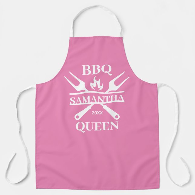 Funny BBQ Personalised Barbecue Queen Apron (Front)