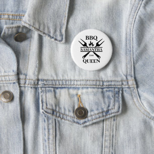 Funny BBQ Personalised Barbecue Queen Apron Cuttin 6 Cm Round Badge