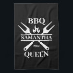 Funny BBQ Personalised Barbecue Queen Apron Cuttin Tea Towel<br><div class="desc">Funny BBQ Grill Master Personalised Barbecue Best</div>