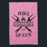 Funny BBQ Personalised Barbecue Queen Apron Cuttin Tea Towel<br><div class="desc">Funny BBQ Grill Master Personalised Barbecue Best</div>
