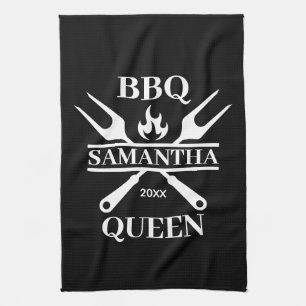 Funny BBQ Personalised Barbecue Queen Apron Cuttin Tea Towel