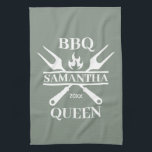 Funny BBQ Personalised Barbecue Queen Kitchen  Tea Towel<br><div class="desc">Funny BBQ Grill Master Personalised Barbecue Best</div>
