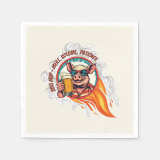 Funny BBQ Pig Beer Mug 4th of July | Grill Master Napkin
