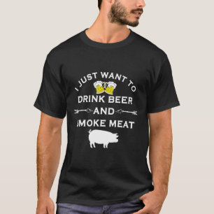 Funny Bbq Shirt Drink Beer Smoke Meat Grill Shirt 