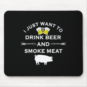 Funny Bbq Shirt Drink Beer Smoke Meat Grill Shirt Mouse Mat