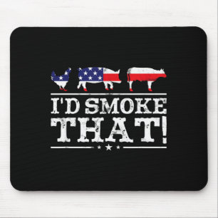 Funny Bbq Shirt I'd Smoke That Meat Tmaster Grill Mouse Mat