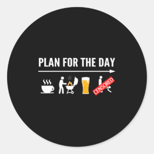 Funny bbq shirts for men coffee grilling beer classic round sticker