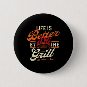 Funny Bbq Shirts Life Is Better  6 Cm Round Badge