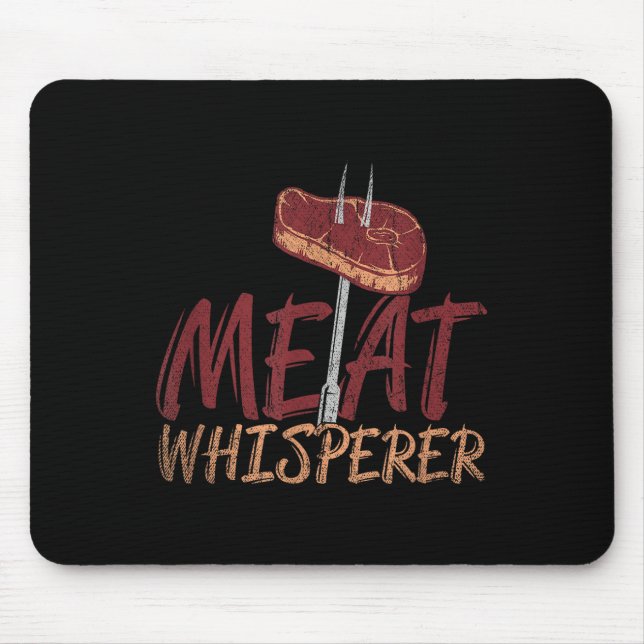 Funny Bbq Smoked Meat Steak Gift Idea Barbecue  Mouse Mat (Front)