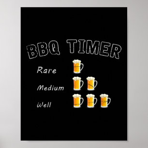 Funny Bbq Smoked Steak Beer Drinking Gift Barbecue Poster