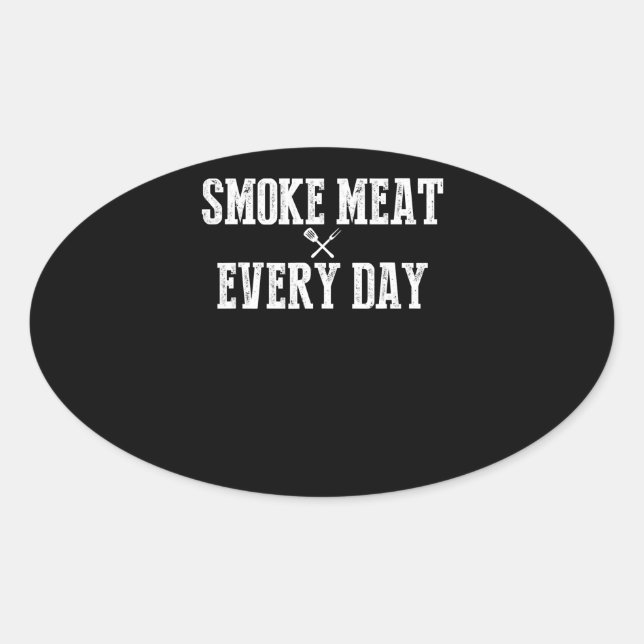 Funny Bbq Smoker Accessory Pitmaster Dad Grilling Oval Sticker (Front)