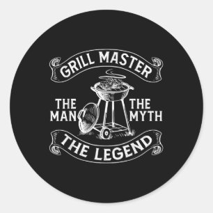 Funny Bbq Smoker Grill Master The Man The Myth Leg Classic Round Sticker