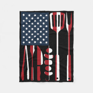 Funny Bbq Smoker Grilling Tools Rbecue American Fl Fleece Blanket