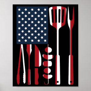 Funny Bbq Smoker Grilling Tools Rbecue American Fl Poster