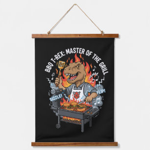 Funny BBQ T-Rex Master of the Grill Dinosaur Dad  Hanging Tapestry