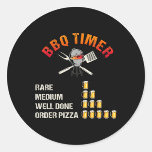 Funny Bbq Timer, Barbecue, Grill, Grilling _1 Classic Round Sticker