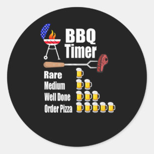 Funny Bbq Timer - Barbecue Grill Grilling Gift  Classic Round Sticker