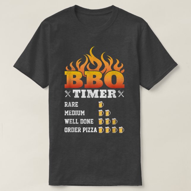 Funny BBQ Timer, Beer Timing Barbeque Grilling Gri T-Shirt (Design Front)