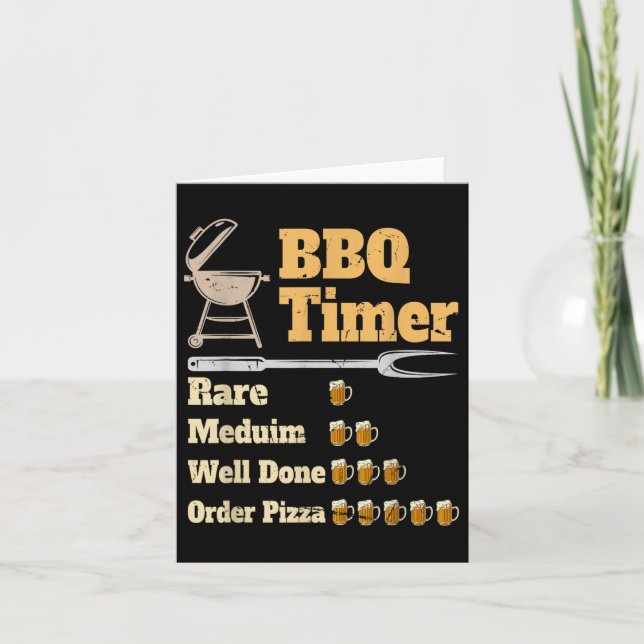 Funny Bbq Timer Grilling  Card (Front)
