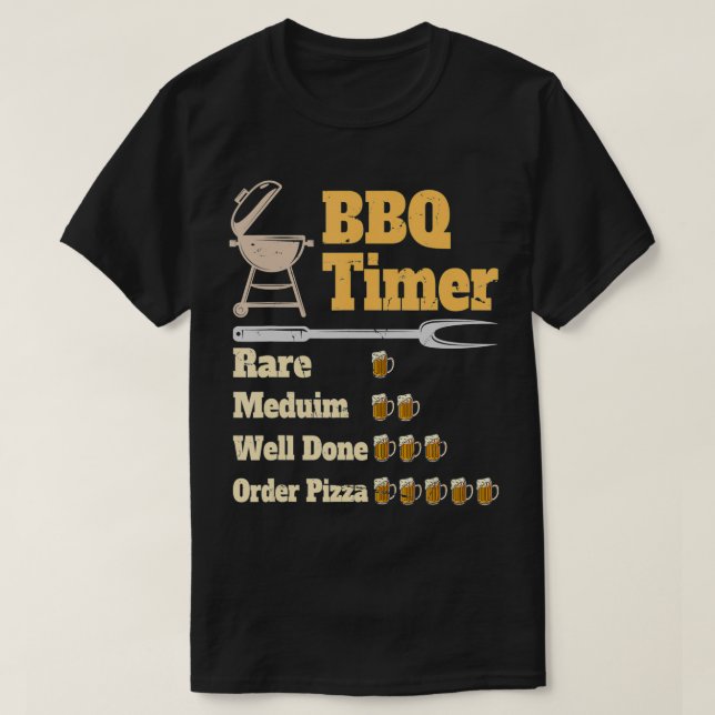 Funny BBQ Timer Grilling  T-Shirt (Design Front)