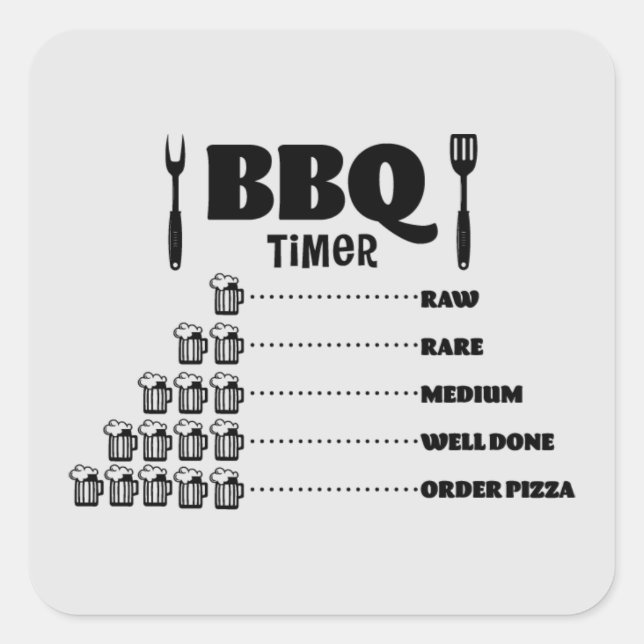 Funny BBQ timer word art  Square Sticker (Front)