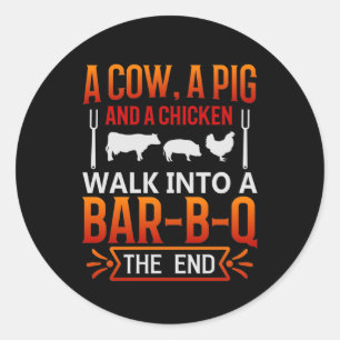 Funny BBQ word art  Classic Round Sticker