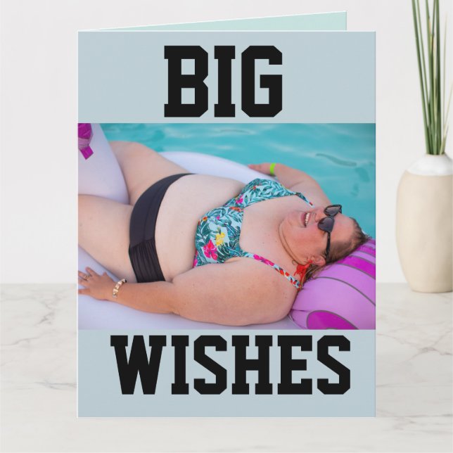 FUNNY BBW BIG GIRL BATHING BEAUTY BIRTHDAY CARD (Front)