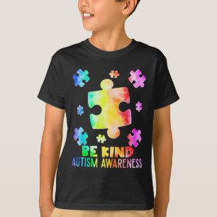 Funny Be Kind Puzzle Pieces Tie Dye Autism Awarene T-Shirt