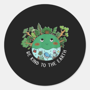 Funny Be Kind To The Earth Planet Nature Tree Eart Classic Round Sticker