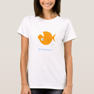 Funny Be Yourself Upside-Down Cartoon Goldfish T-Shirt