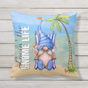 Funny Beach Chair Gnome Palm Tree Cushion