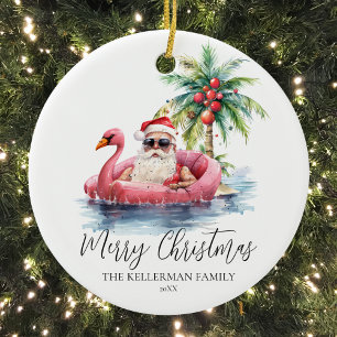 Funny Beach Christmas Ceramic Tree Decoration