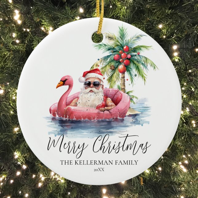 Funny Beach Christmas Ceramic Tree Decoration (Funny Beach Christmas Ceramic Ornament )