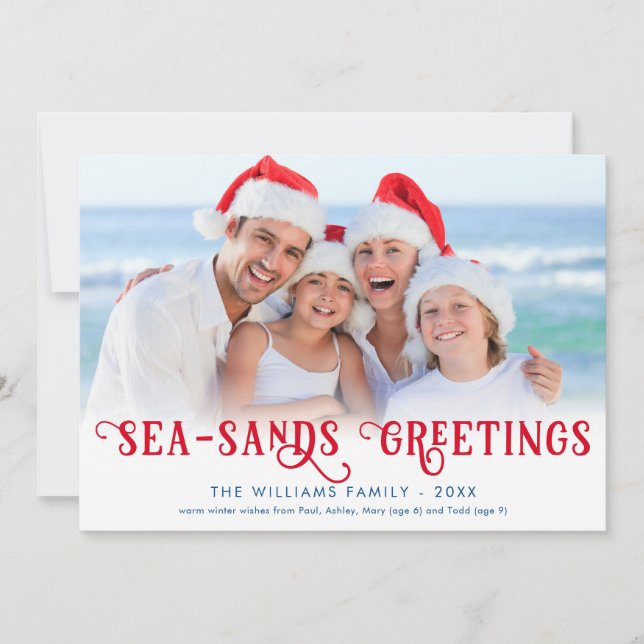 Funny Beach Christmas Coastal Holiday Card (Front)