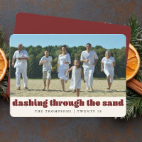 Funny Beach Christmas Customised Family Photo Red