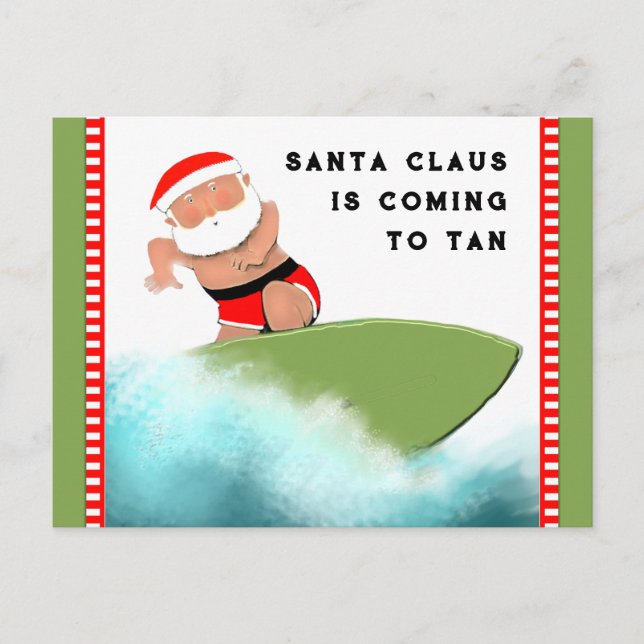 Funny Beach Christmas Postcard (Front)