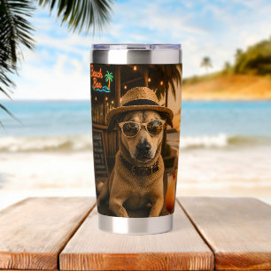 Funny Beach Dog Wall Art Printable Insulated Tumbler